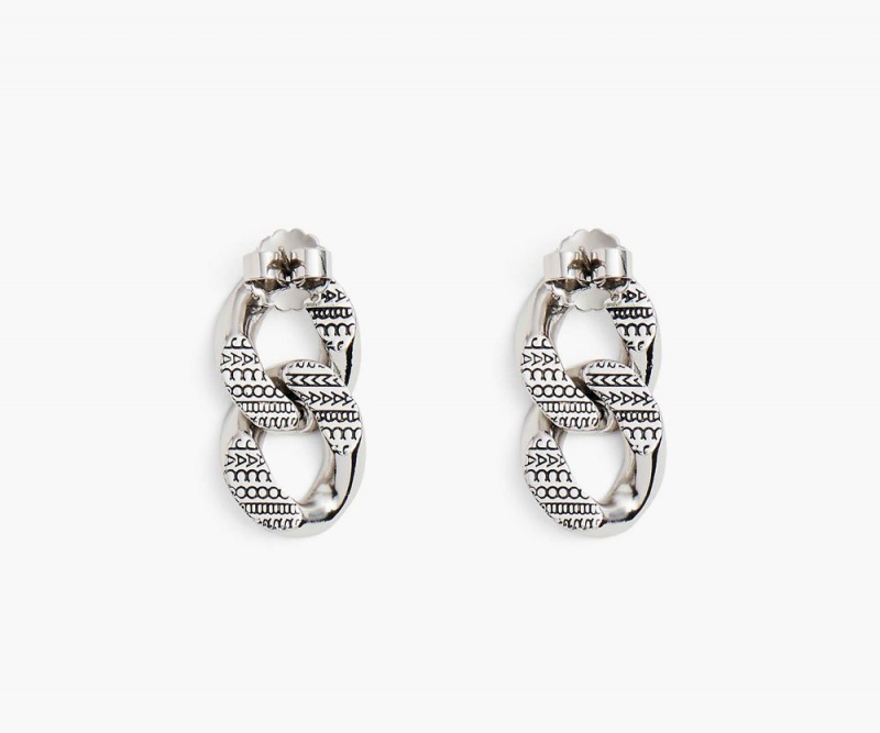 Silver Marc Jacobs The Monogram Chain Link Women's Earrings | USA 289173QND