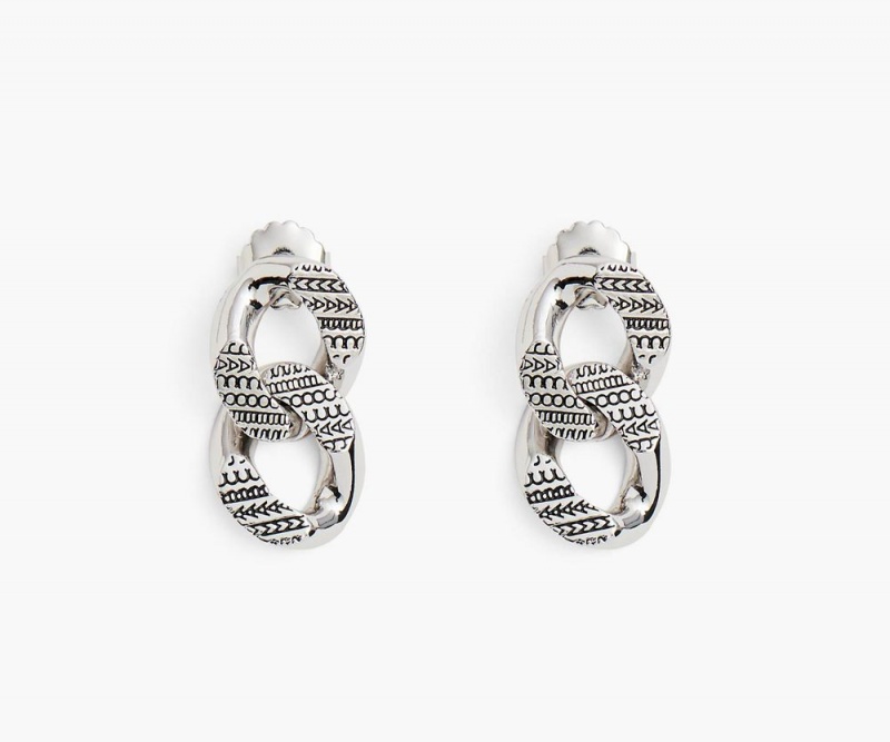 Silver Marc Jacobs The Monogram Chain Link Women\'s Earrings | USA 289173QND