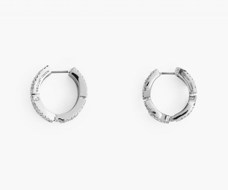 Silver Marc Jacobs The Monogram Pave Huggies Women's Earrings | USA 702583GTM