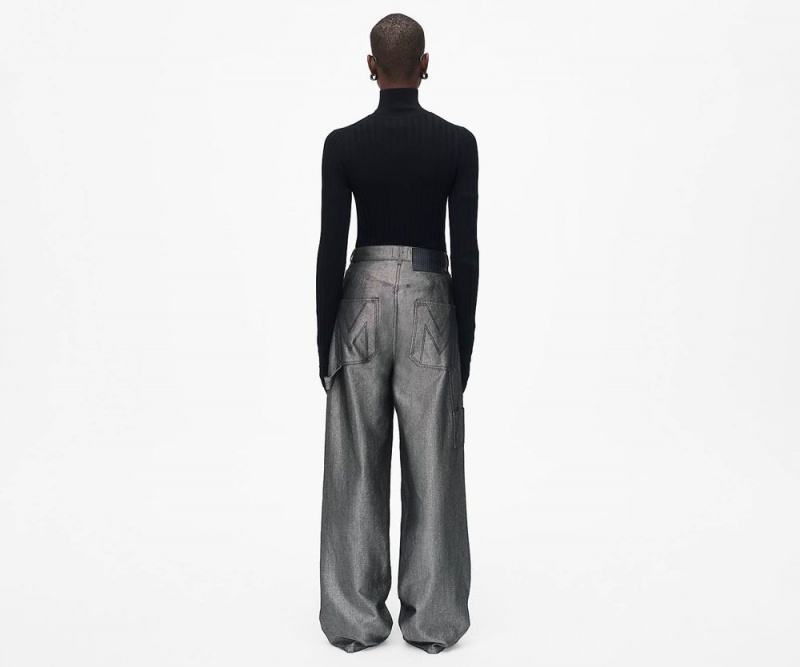 Silver Marc Jacobs The Reflective Oversizeds Women's Pants | USA 237685KAQ