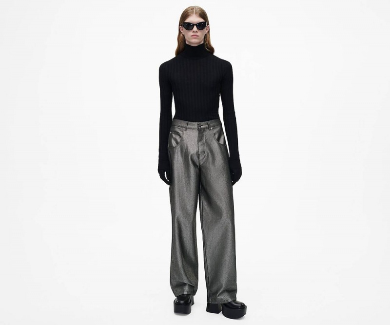 Silver Marc Jacobs The Reflective Oversizeds Women's Pants | USA 237685KAQ