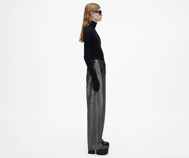 Silver Marc Jacobs The Reflective Oversizeds Women's Pants | USA 237685KAQ