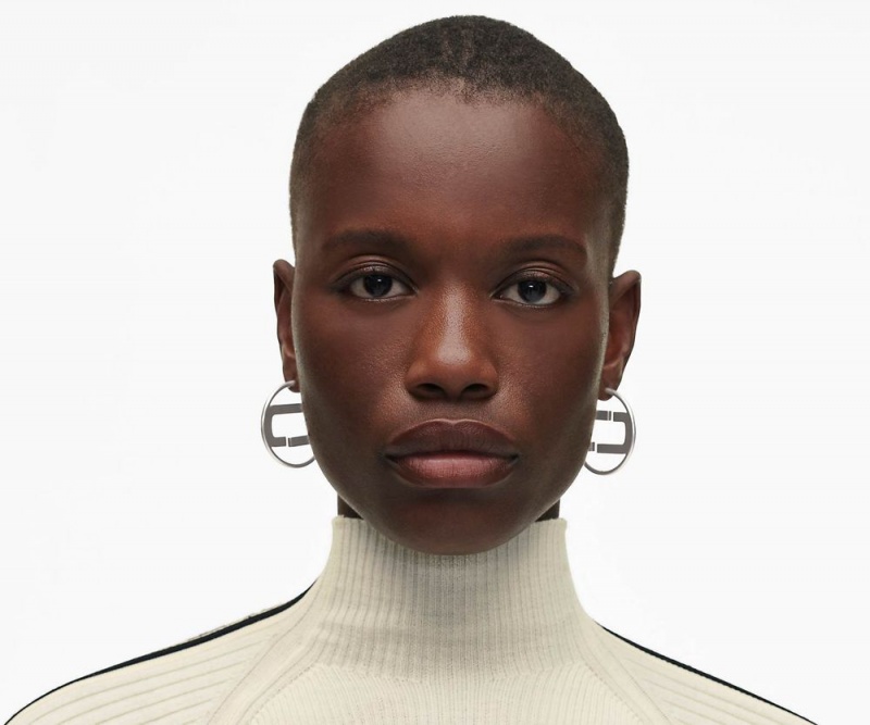 Silver Marc Jacobs The St. Marc Hoops Women's Earrings | USA 261043NLG