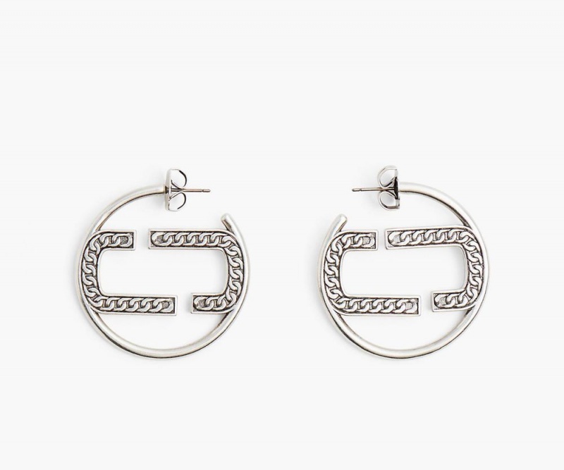 Silver Marc Jacobs The St. Marc Hoops Women\'s Earrings | USA 261043NLG