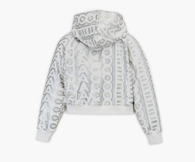 Silver White Marc Jacobs The Monogram Crop Women's Hoodie | USA 481963NLJ