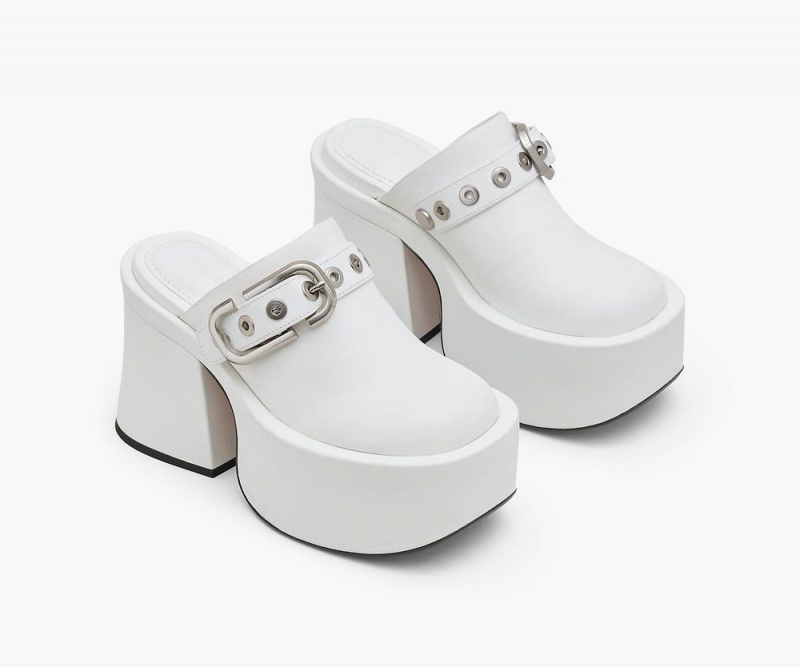 White Marc Jacobs The J Marc Leather Women's Clog | USA 513672DWY