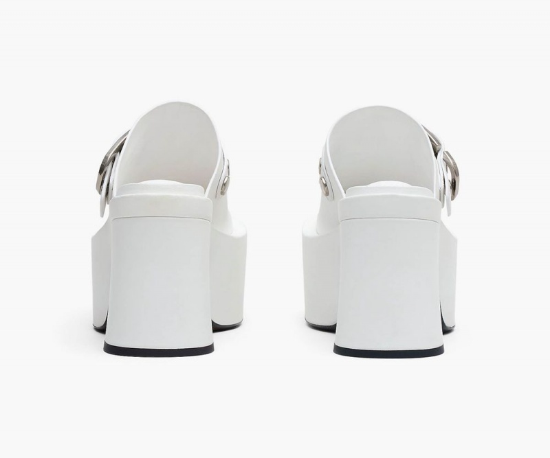 White Marc Jacobs The J Marc Leather Women's Clog | USA 513672DWY