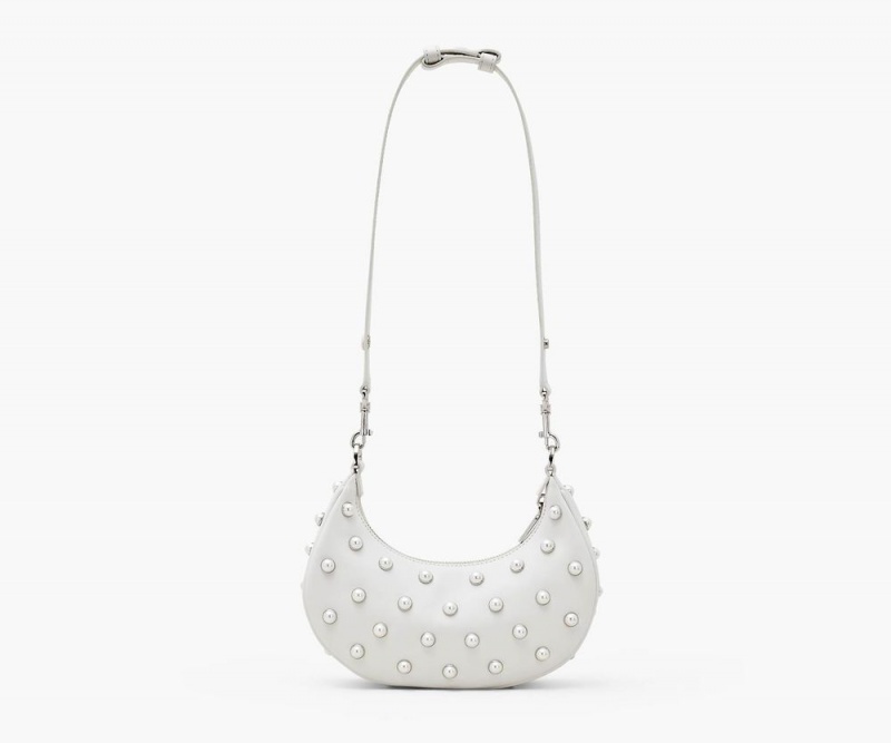 White Marc Jacobs The Pearl Small Curve Women's Handbags | USA 695812MBV